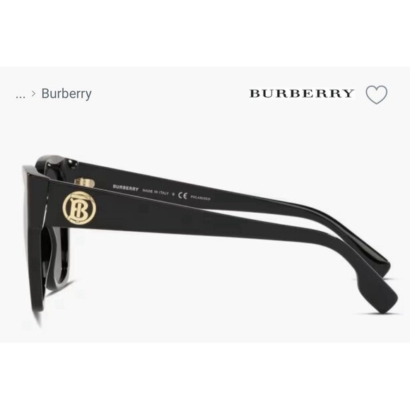 Burberry 4345 Ruth Black Plastic Frame Gray Tinted Lenses Sunglasses NWT $281 main image 4